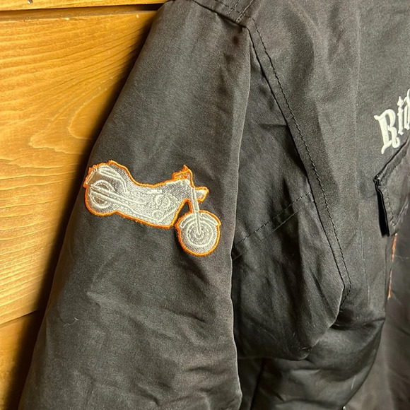 Harley-Davidson Reversible Ride It Live It Bomber Jacket Pocket Zip Black PTP 20 - Picture 3 of 13